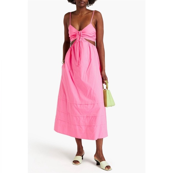 NICHOLAS Pink Dress Baylee Cotton Cut-Out Midi Dress US 6 - Picture 3 of 11